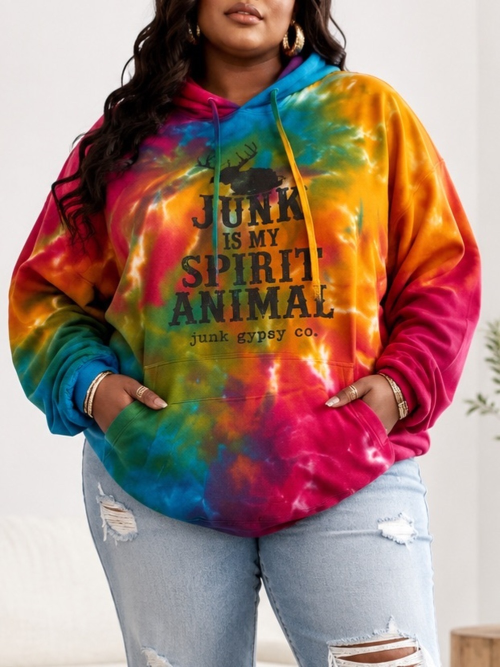 Junk Gypsy Colorful Tie-Dye Hoodie (798)